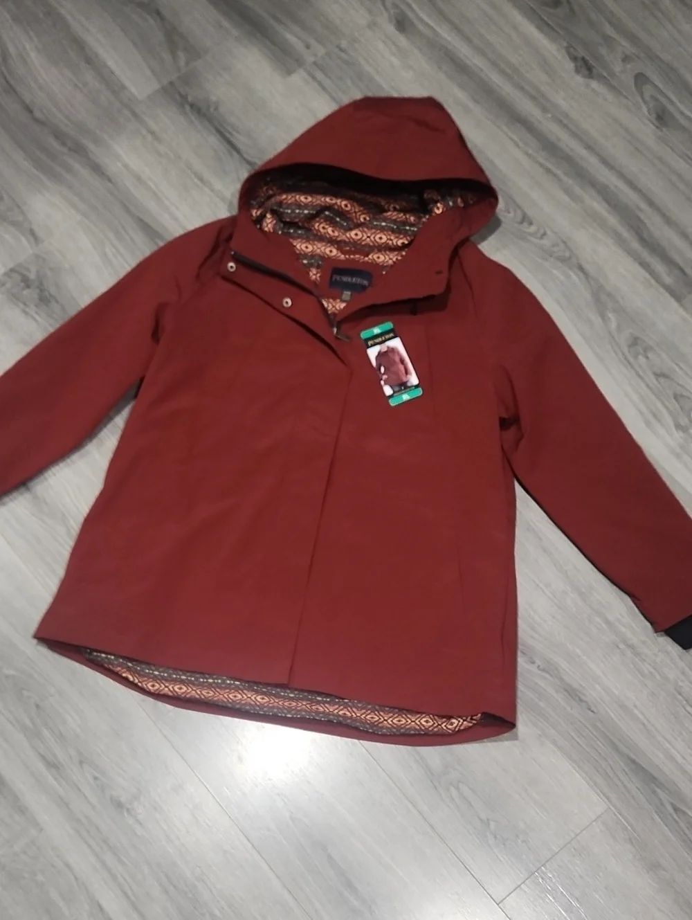 NWT Pendelton Water-resistant Hooded Windbreaker Rain Slick Jacket Brick Red